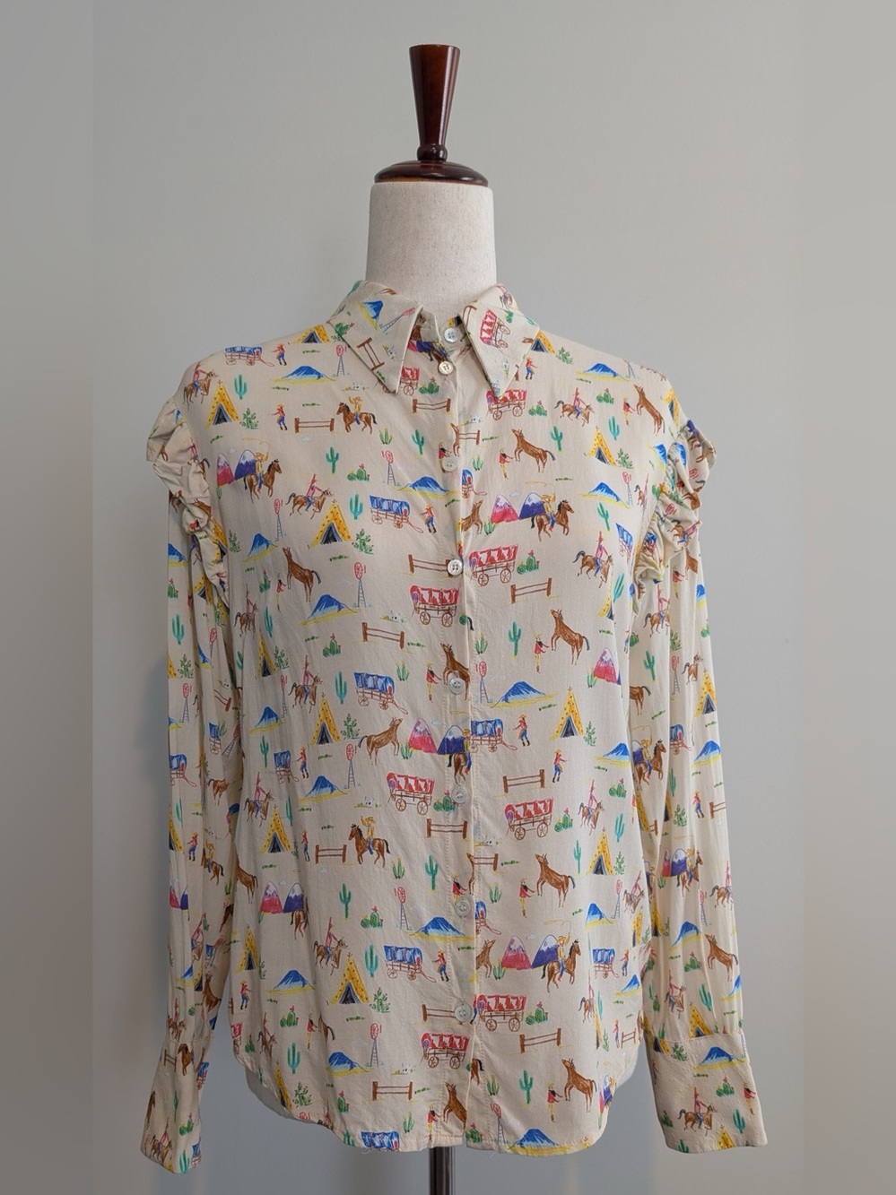 Ottod’Ame Women’s Western Equestrian Button Down Shirt Size 2